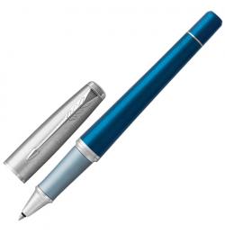 Ручка-роллер подарочная PARKER 'Urban Premium Dark Blue CT', темно-синий корпус, хромированные детали, черная, 1931566