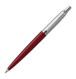 Ручка шариковая PARKER 'Jotter Plastic CT', корпус сталь + красный пластик, синяя, R0033330