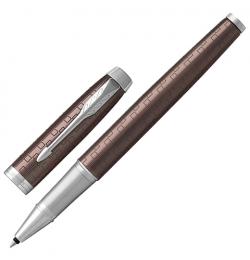 Ручка-роллер подарочная PARKER 'IM Premium Brown CT', коричневый корпус с гравировкой, хромированные детали, черная, 1931678