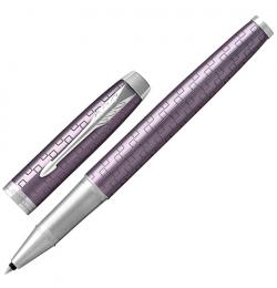 Ручка-роллер подарочная PARKER 'IM Premium Dark Violet CT', фиолетовый корпус с гравировкой, хромированные детали, черная, 1931639