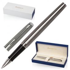 Ручка-роллер подарочная WATERMAN 'Hemisphere Stainless Steel CT', серебристый корпус, хромированные детали, черная, S0920450