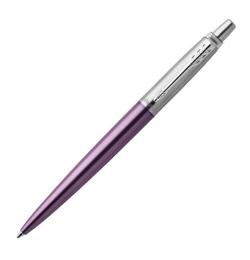 Ручка шариковая PARKER 'Jotter Core Victoria Violet CT', синяя, с коричневым чехлом из экокожи, 2061286