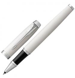 Ручка-роллер подарочная PARKER 'IM Core White Lacquer CT', белый глянцевый лак, хромированные детали, черная, 1931674