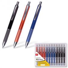 Ручка бизнес-класса шариковая BRAUBERG 'Aura', корпус ассорти, серебристые детали, 1 мм, синяя, 141423