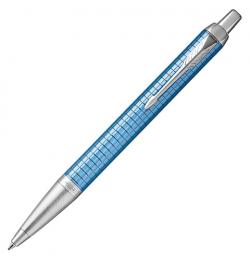 Ручка подарочная шариковая PARKER 'IM Premium Blue CT', голубой корпус с гравировкой, хромированные детали, синяя, 1931691