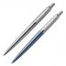 Набор: 2 шариковые ручки PARKER 'Jotter Waterloo Blue CT' и 'Stainless Steel CT', синие и блокнот, 2062782