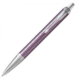 Ручка подарочная шариковая PARKER 'IM Premium Dark Violet CT', фиолетовый корпус с гравировкой, хром, синяя, 1931638