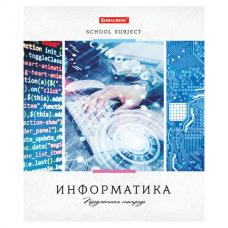 Тетрадь предметная "УЧЕНЬЕ СВЕТ" 48 л., обложка картон, ИНФОРМАТИКА, клетка, подсказ, BRAUBERG ЭКО, 403524