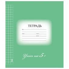 Тетрадь 12 л. BRAUBERG ЭКО "5-КА", крупная клетка, обложка плотная мелованная бумага, ЗЕЛЕНАЯ, 104761