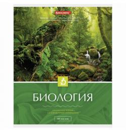 Тетрадь предметная "КЛАССИКА" 48 л., обложка картон, БИОЛОГИЯ, клетка, подсказ, BRAUBERG, 403515