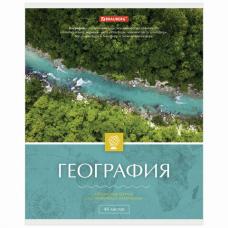 Тетрадь предметная "КЛАССИКА" 48 л., обложка картон, ГЕОГРАФИЯ, клетка, подсказ, BRAUBERG, 403516