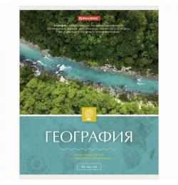 Тетрадь предметная "КЛАССИКА" 48 л., обложка картон, ГЕОГРАФИЯ, клетка, подсказ, BRAUBERG, 403516