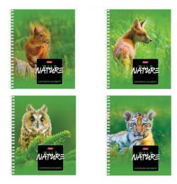 Тетрадь А5, 48 л., HATBER, гребень, клетка, обложка картон, "WILD NATURE" (4 вида), 48Т5В1гр, T243190