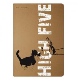 Тетрадь ЕВРО А5 40 л., BRUNO VISCONTI сшивка, клетка, крафт картон, бежевая бумага 70 г/м2, "КОТИК-ДАЙ ПЯТЬ", 7-40-081