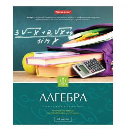 Тетрадь предметная "КЛАССИКА" 48 л., обложка картон, АЛГЕБРА, клетка, подсказ, BRAUBERG, 403513