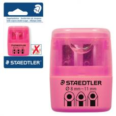 Точилка STAEDTLER (Германия), 2 отверстия, с контейнером, пластиковая, розовая, 51260F20BK